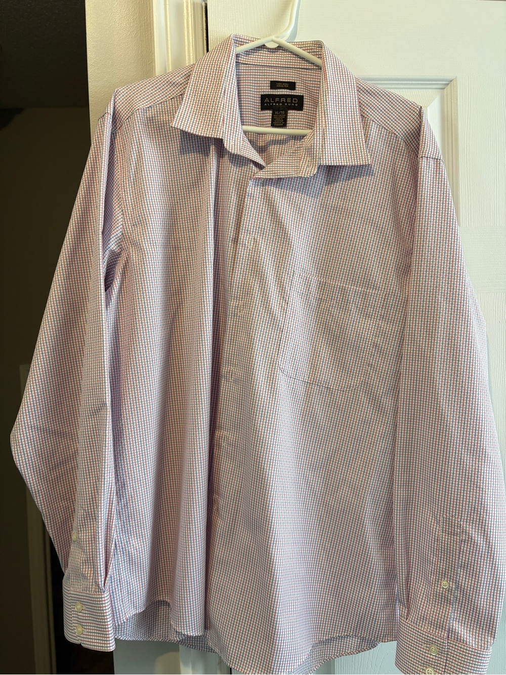ALFRED SUNG Men’s Lavender and White Micro-Check Dress Shirt